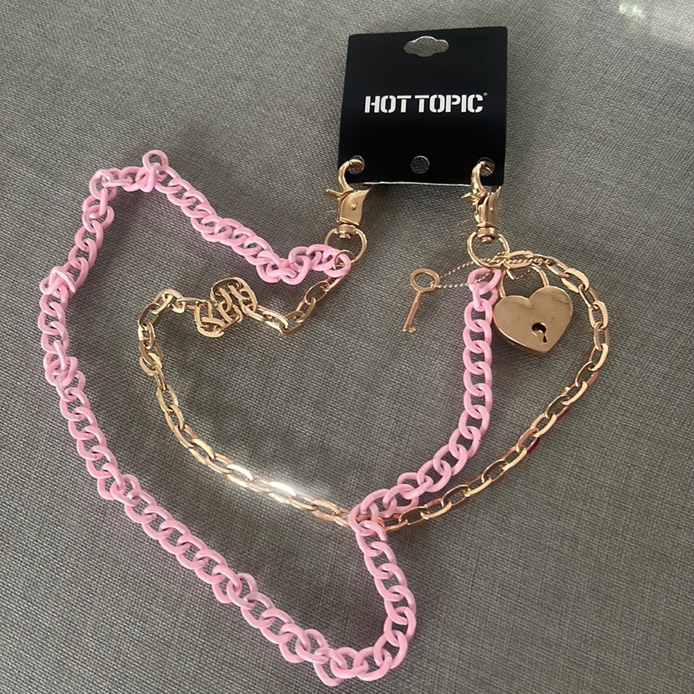 Pink Lock & Key Belt Chain
